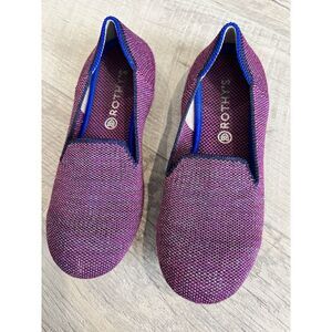 ROTHY'S Loafer Purple Sparkle Knit Round Toe Slip On Flats Size 1 Kids Girls